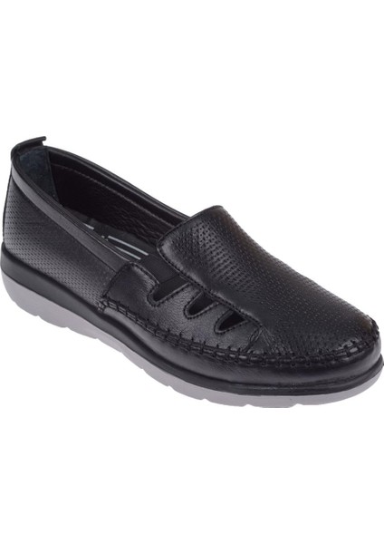 Hakiki Deri Comfort Kadın Ayakkabı VOY-110 Siyah