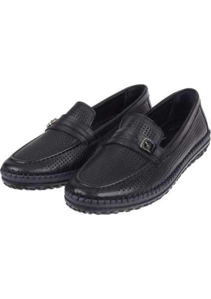 Hakiki Deri Üzeri Delikli Kadın Ayakkabı VOY-142 Siyah fırsatları