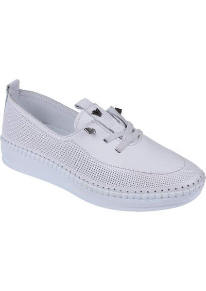 Hakiki Deri Comfort Kadın Ayakkabı VOY-083 Beyaz