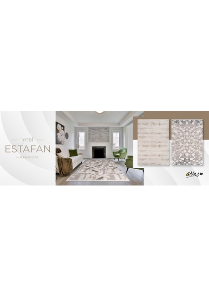 Estefan EU03A Krem Bej Akrilik Yumuşak Silinebilir Leke Tutmaz Halı