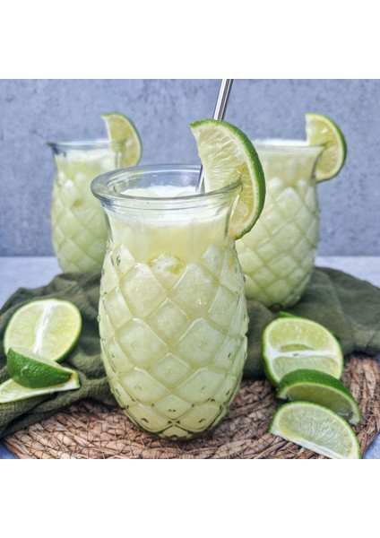 - 2 Adet Sunum Bardağı , Kokteyl Bardağı ,meşrubat Bardağı, Su Bardağı, Isıya Dayanıklı Ananas Stil Bardak - 550 ml - Pineapple indirimleri