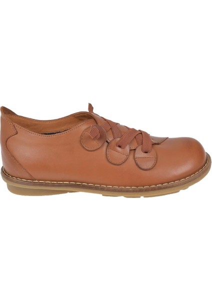 Hakiki Deri Lastik Bağcıklı Kadın Ayakkabı PLM-34211 Taba fiyatları