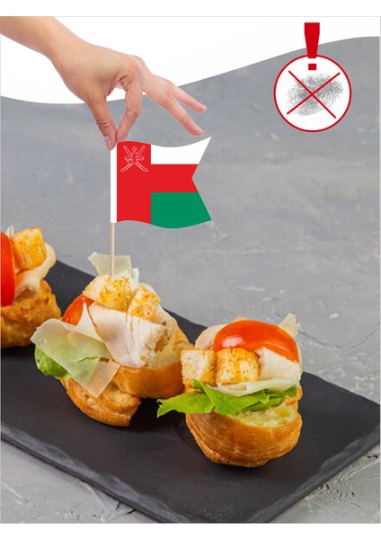 Umman Bayrağı Baskılı Ikramlık, Sunumluk, Pasta ve Tatlı Üstü, Çay ve Kahve Yanı, Özel Gün, Davet, Etkinlik ve Organizasyonlar Için Ülke Bayraklı Bayrak Kürdan