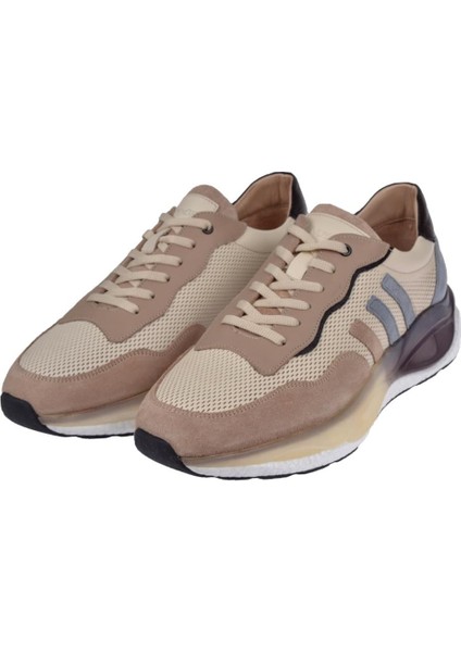 Hakiki Deri Erkek Spor Ayakkabı Sneaker VOY-6705 Bej