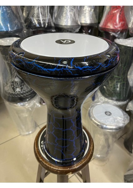 Alüminyum Döküm Mavi-Siyah Çatlak Desenli Darbuka/çömlek Kod 5627