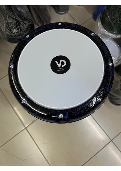 Alüminyum Döküm Mavi-Siyah Çatlak Desenli Darbuka/çömlek Kod 5627