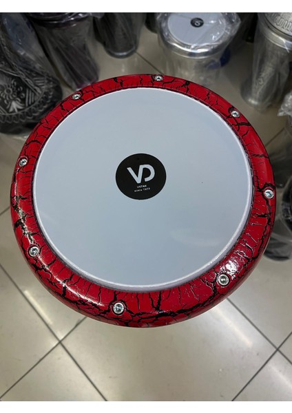 Alüminyum Döküm Kırmızı-Siyah Çatlak Desenli Darbuka/çömlek