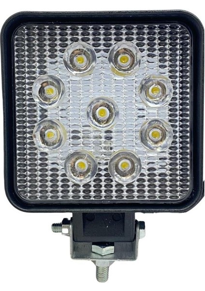 12V-110V Çalışma Lambası Kare (9 x 3W Power Ledli) (108*108*28 Mm)