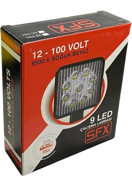 12V-110V Çalışma Lambası Kare (9 x 3W Power Ledli) (108*108*28 Mm) fırsatları