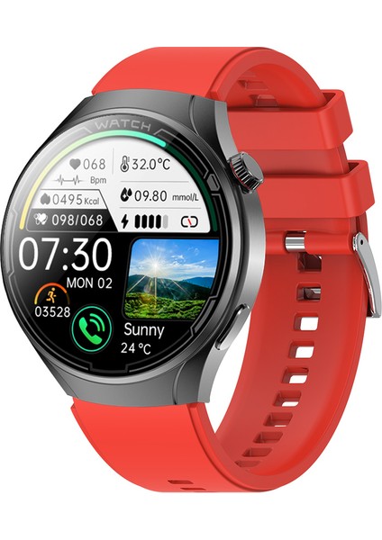 X6 Color One Red 54 mm Akıllı Saat Uyku Şeker Tansiyon Ölçümü Apple Store ve Google Play Store Özel Uygulaması ile Sağlık ve Spor Takibi