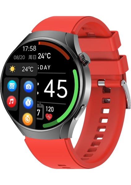 X6 Color One Red 54 mm Akıllı Saat Uyku Şeker Tansiyon Ölçümü Apple Store ve Google Play Store Özel Uygulaması ile Sağlık ve Spor Takibi