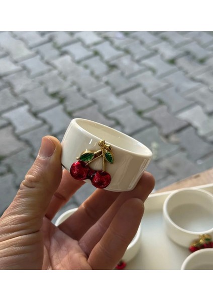 Kirazlı 6lı Porselen Lokumluk (Tepsi Hariç)