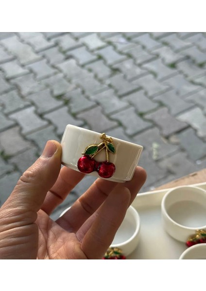 Kirazlı 6lı Porselen Lokumluk (Tepsi Hariç)