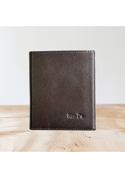Hakiki Deri Kahverengi Dikey Cüzdan