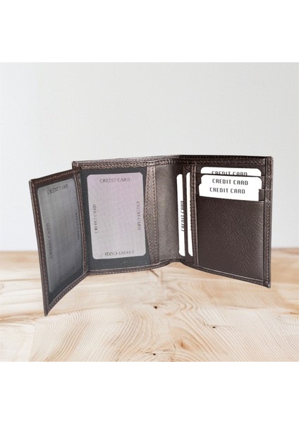 Hakiki Deri Kahverengi Dikey Cüzdan modelleri