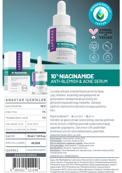 Siyah Nokta Karşıtı %10 Niacinamide %1 Tranexamic Acid %1 Zinc Pca Vegan Serum 2'li Paket