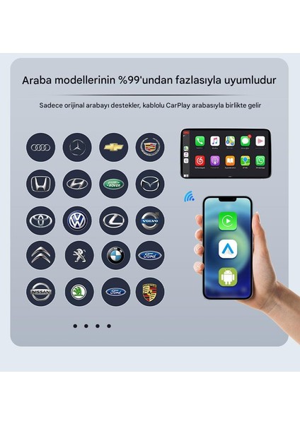 Kablosuz Carplay & Android Auto Multimedya Adaptörü Youtube Netflix Hareket Halinde Video Oynatma 16GB