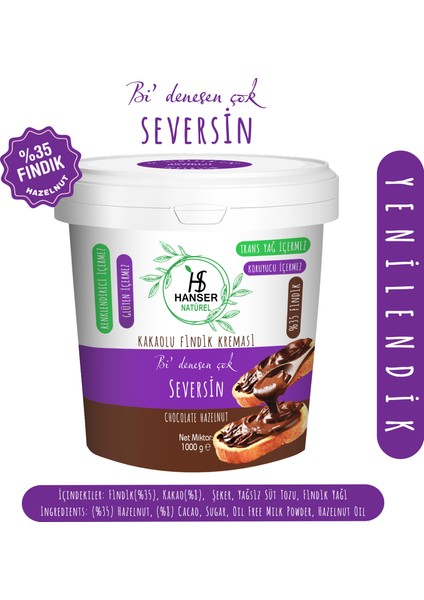 Seversin Seversin Kakaolu Fındık Kreması 2 Kg (1000G x2)