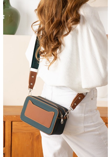 Kadın Yeşil Taba Çapraz Askılı 2 Bölmeli Kutu Mini Omuz ve El Çantası PBU5024 fiyatları