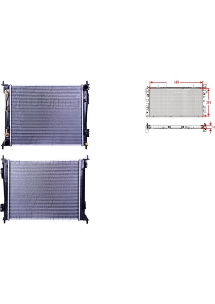 Su Radyatörü Brazing At 480X398X16 mm - 25310-2K250 Wisco - Kia Soul 1.6crdı 09-13 Uyumlu