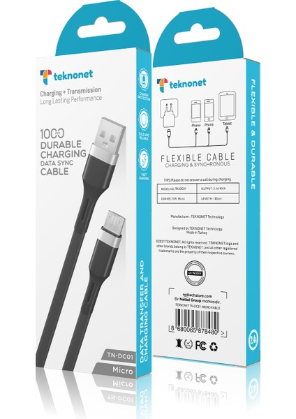 TN-DC01 Plastik 100 cm Micro Şarj ve Data Kablosu modelleri