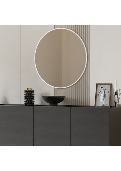 Sephia Yemek Odası Aynası Yuvarlak - Diamond Beyaz 72 x 2 x 72 cm fırsatları