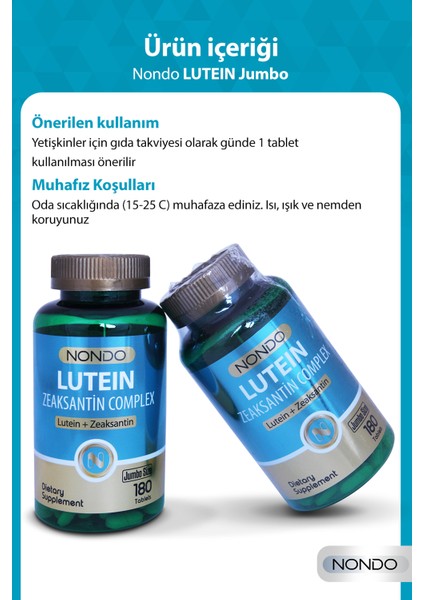 Lutein Zeaksantin Complex 180 Tablet Jumbo Size ( C Vitamini, Çinko, Selenyum, Astaksantin)