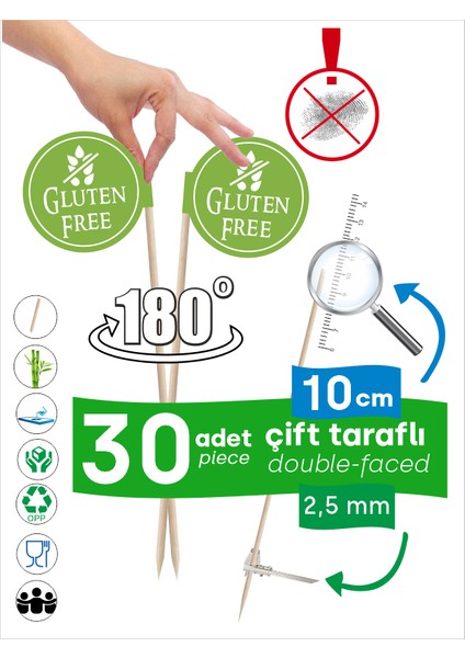 Gluten Free Yazılı Ikramlık, Sunumluk, Pasta ve Tatlı Üstü, Çay ve Kahve Yanı, Özel Gün, Davet, Etkinlik ve Organizasyonlarınızda Sağlıklı Yemekler Için Özel Içerikli Bayrak Kürdan fiyatları