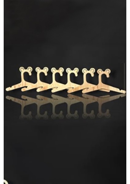 Ahşap Bebek Elbise Askısı 6'lı Set (6 mm Gerçek Ahşap Kayın Kontraplak)