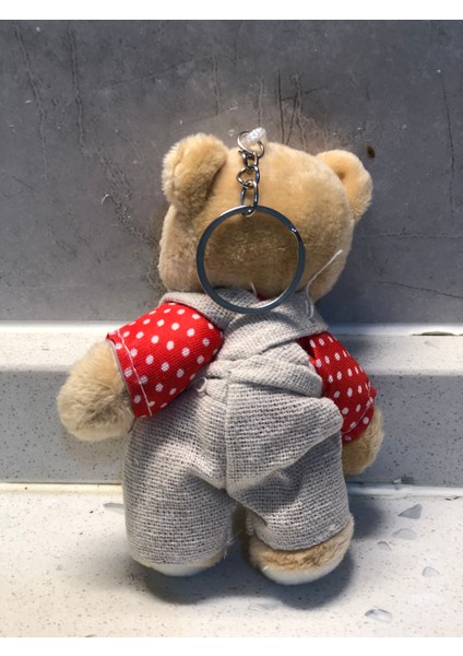 Sevimli Elbiseli Tulumlu Ayıcık Peluş Oyuncak Anahtarlık Uyku Arkadaşı Hediyelik 12 cm fiyatları