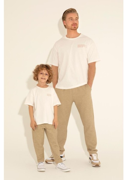 Erkek Ekru Bisiklet Yaka T-Shirt indirimleri