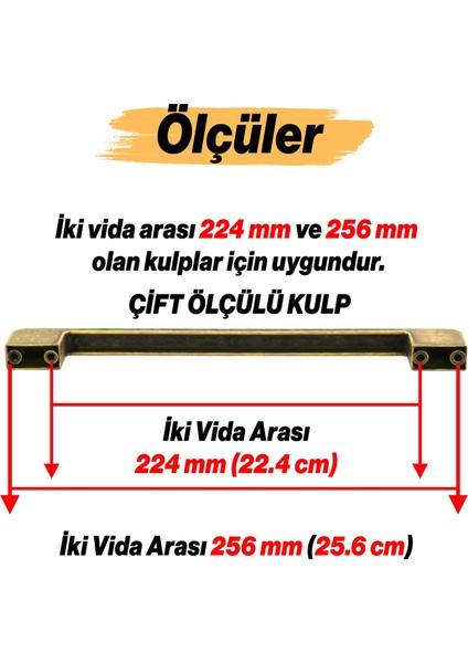 Metal Kulp 256 mm -25.6 cm Mobilya Çekmece Mutfak Dolabı Dolap Kulpları Antik Sarı fiyatları