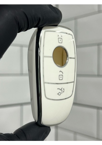 Mercedes B C E Serisi C180 C200 W205 W213 E200 300 Anahtar Kılıfı Beyaz Gümüş