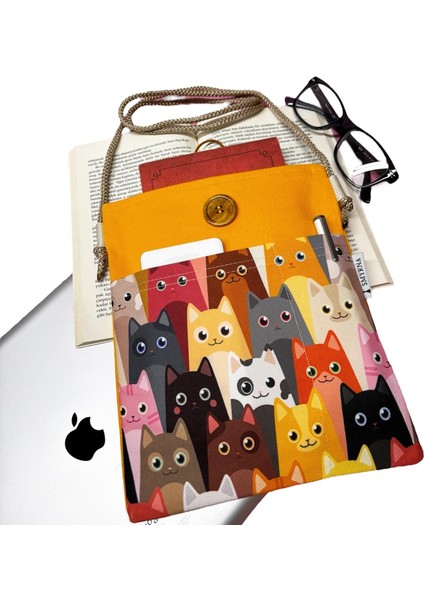 Askılı Kitap / Tablet / Ebook Çantası – Kılıfı (Kedi Sarı) fiyatları