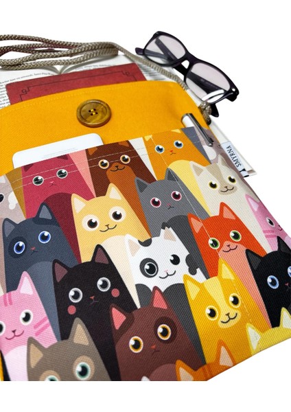Askılı Kitap / Tablet / Ebook Çantası – Kılıfı (Kedi Sarı) modelleri