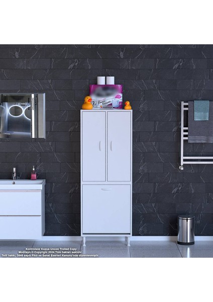 YENİ İNCİ 55 x 165 cm Kapaklı Ve Çamaşır Hazneli Banyo & Mutfak Dolabı