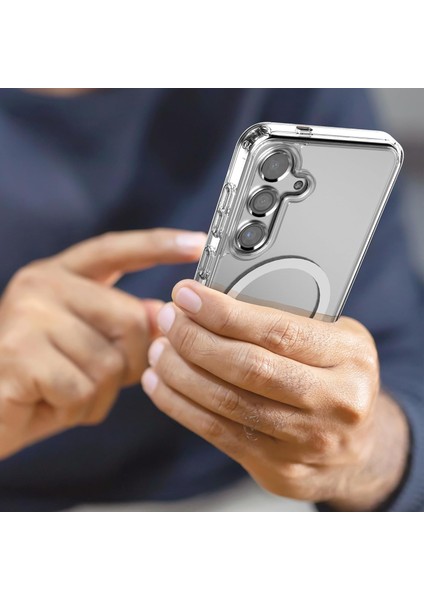 Samsung Galaxy S25 Plus Uyumlu Kılıf Wireless Şarj Özellikli Magsafe Şeffaf Telefon Kılıfı Kapak