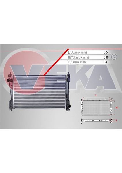 VEKA-16-3237 - Su Radyatoru Mekanık Opel Corsa D 1.3 Cdtı 75 Hp (Z13DTJ) Ac+/- A-T/m-T 2006-2014