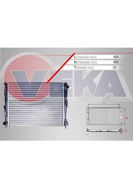 VEKA-16-3540 - Su Radyatoru Mekanık Renault Clıo Iıı (Br0/1,cr0/1) 1.5 Dcı A-T/m-T 2005-2012