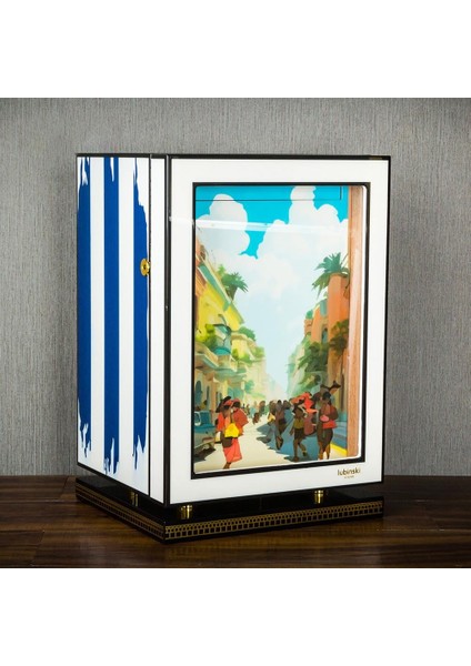 Special Edt. Cuban Flag 3 Çekmeceli Humidor Puro Kutusu Dolap 120S