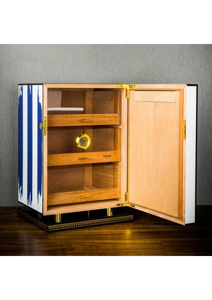 Special Edt. Cuban Flag 3 Çekmeceli Humidor Puro Kutusu Dolap 120S