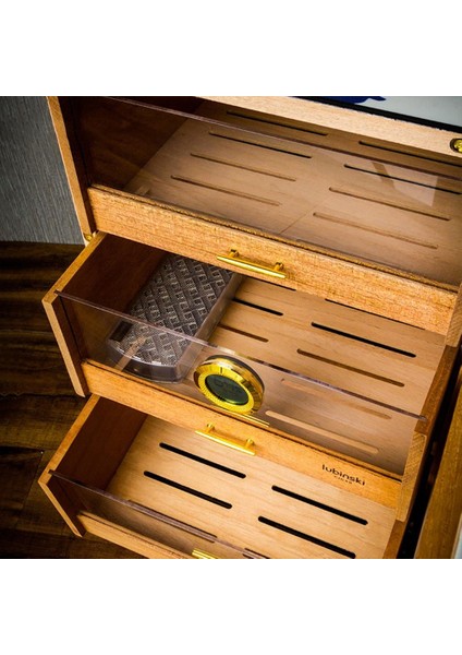 Special Edt. Cuban Flag 3 Çekmeceli Humidor Puro Kutusu Dolap 120S