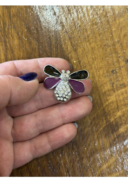 Renkli Zirkon Taşlı Arı Broş Yaka İğnesi Giyim Türban Aksesuarı 3x2 cm modelleri