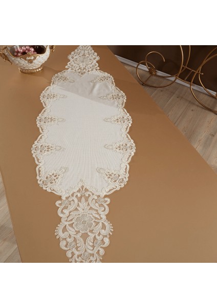 Roma Linen Kumaş Krem – Taş Nakışlı Runner