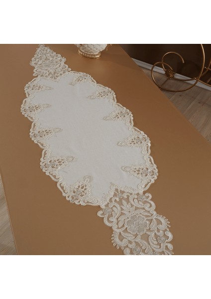 Roma Linen Kumaş Krem – Taş Nakışlı Runner fiyatları