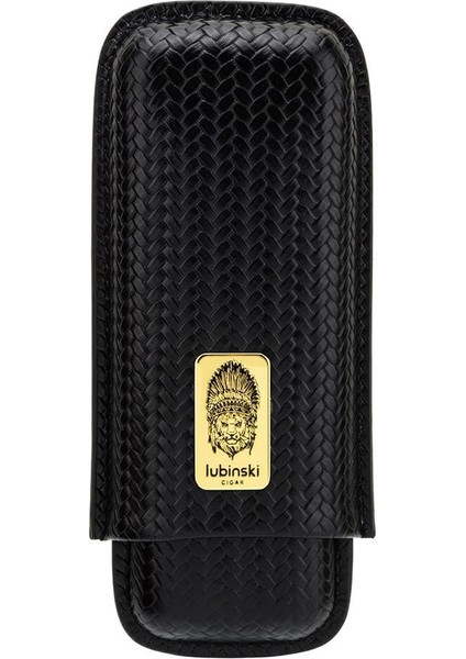 Yeni Seri Gerçek Deri Ikili Puro Kılıfı - Siyah(60 Ring)