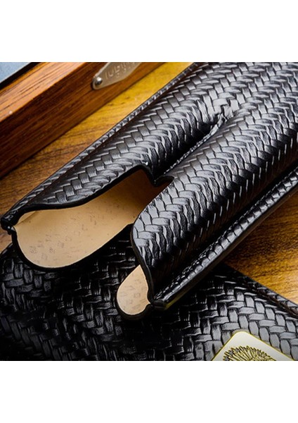 Yeni Seri Gerçek Deri Ikili Puro Kılıfı - Siyah(60 Ring) modelleri