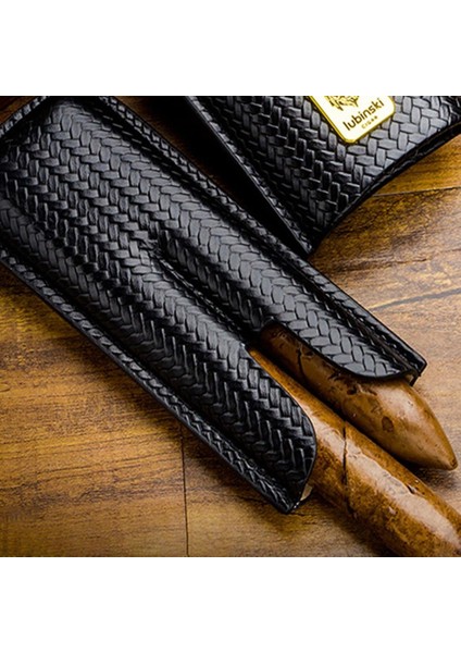Yeni Seri Gerçek Deri Ikili Puro Kılıfı - Siyah(60 Ring) fırsatları
