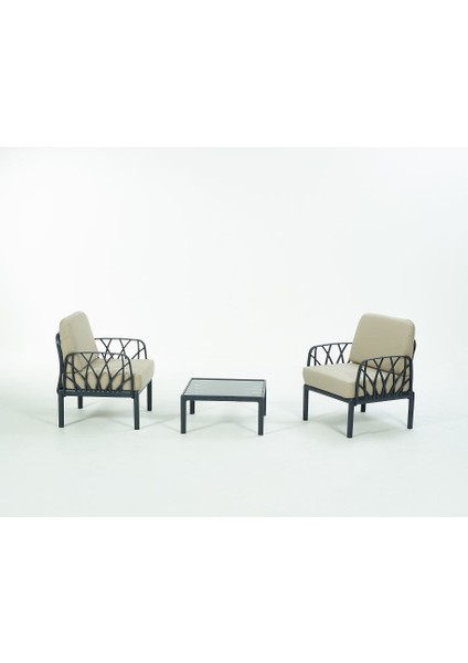 Garda Sofa Set 1+1+Sehpa Bej Minderli