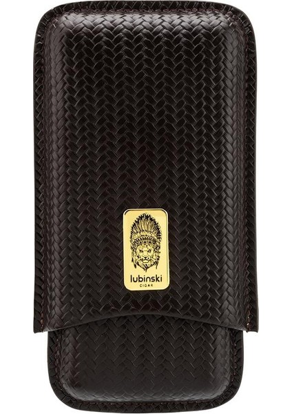 Yeni Seri Gerçek Deri Üçlü Puro Kılıfı - Kahve(60 Ring)